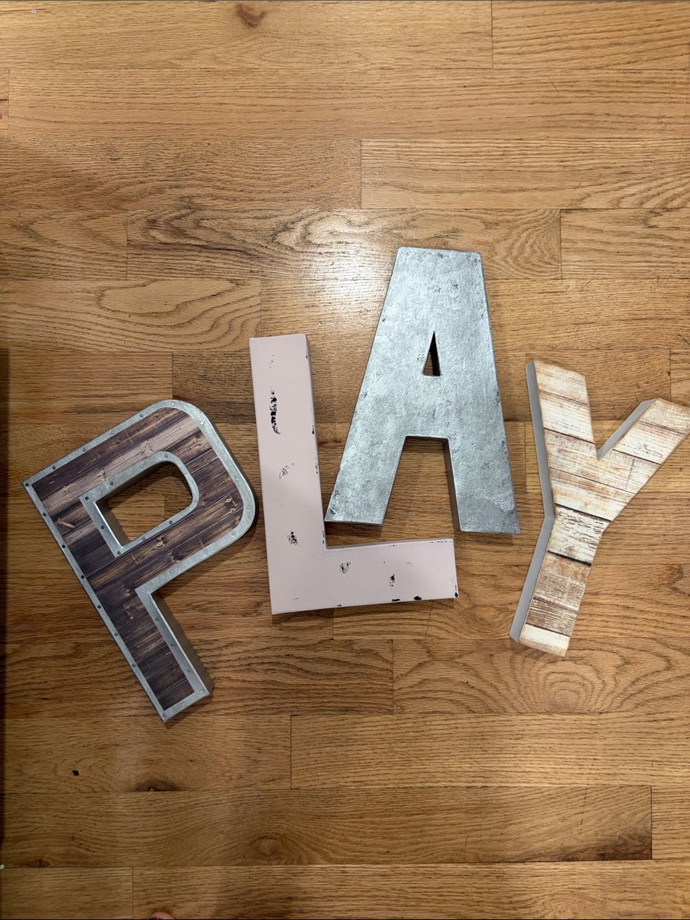 P L A Y wall lettering for a playroom